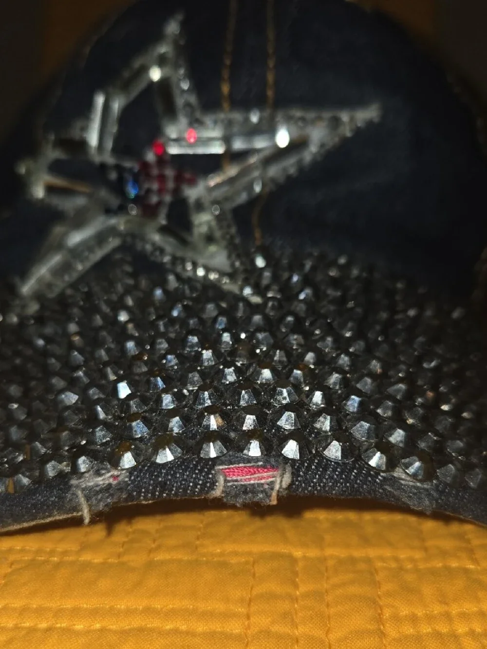 Embellished Blue Denim Texas Lone Star Cap with Studded Brim